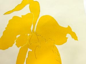 アンティーク　塩瀬蘭模様刺繍名古屋帯